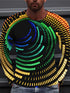 3D Graphic Printed Short Sleeve Shirts Spiral Stripe