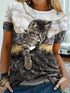 Women's T shirt Graphic Cat Print