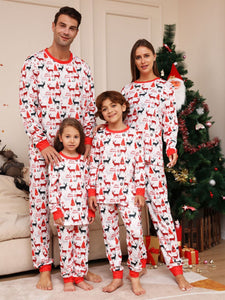 Christmas Parent-Child Pajamas with Monogrammed Cartoon Deer Prints