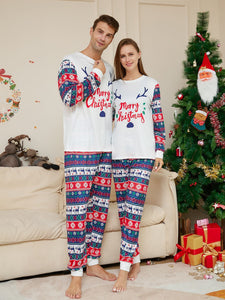 Family Pajama Set with Cartoon Alphabet Antler Printing