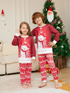 Family Matching Christmas Pajama Set with Snowman Print