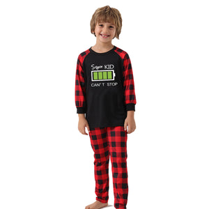 Family Matching Battrery Lattice Pajamas Sets