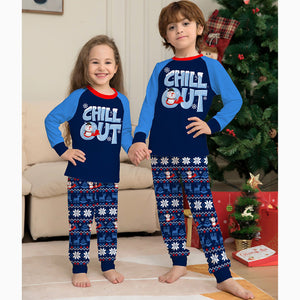 Blue Snowman Print Christmas Family Matching Pajamas