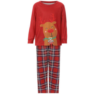 Family Matching Cartoon Deer Plaid Print Family Look Pajama Set