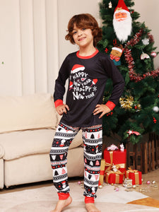 Christmas Parent-Child Alphabet Cartoon Printed Pajamas