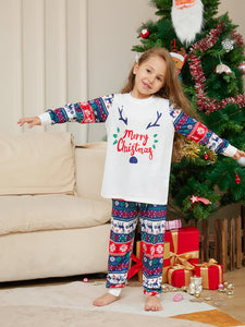 Family Pajama Set with Cartoon Alphabet Antler Printing