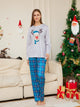 Family Matching Pajamas with Cartoon Deer Head Plaid Set