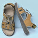 Men's Outdoor Water Sports Leather Sandals with Open Toe Adjustable Straps