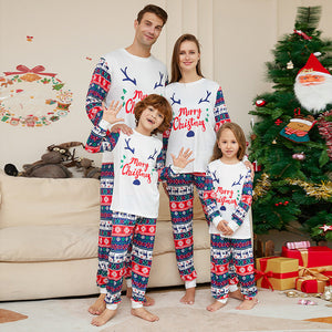 Family Pajama Set with Cartoon Alphabet Antler Printing