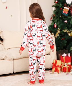 Christmas Parent-Child Pajamas with Monogrammed Cartoon Deer Prints