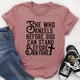 Graphic T-Shirts She Who Kneels Before God Can Stand Before Anyone Tee