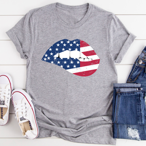 Graphic T-Shirts American Flag Lips Tee