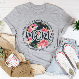 Graphic T-Shirts She Is Strong Proverbs Floral Mom Tee