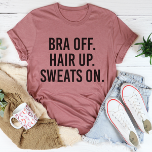 Graphic T-Shirts Bra Off Hair Up Sweats On Tee