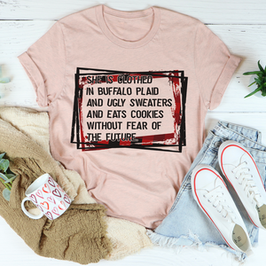 Graphic T-Shirts She's Clothed In Buffalo Plaid And Ugly Sweaters Tee