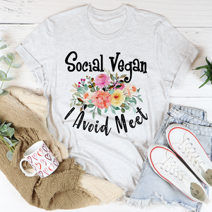 Graphic T-Shirts Social Vegan I Avoid Meet Tee