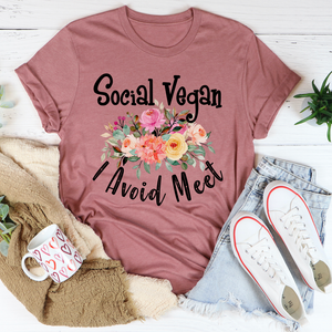 Graphic T-Shirts Social Vegan I Avoid Meet Tee