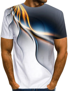 3D Graphic Printed Short Sleeve Shirts Abstract Round