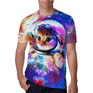 3D Graphic Printed Short Sleeve Shirts Colorful Cats