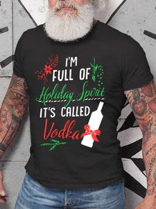 Christmas funny text print round neck short-sleeved cotton T-shirt