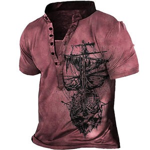 3D Graphic Printed Short Sleeve Shirts Rudder