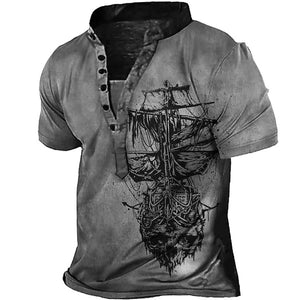 3D Graphic Printed Short Sleeve Shirts Rudder