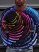 3D Graphic Printed Short Sleeve Shirts Spiral Stripe
