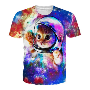 3D Graphic Printed Short Sleeve Shirts Colorful Cats