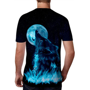 3D Graphic Printed Short Sleeve Shirts Wolves