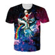 3D Graphic Printed Short Sleeve Shirts Colorful Cats