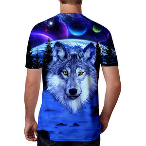 3D Graphic Printed Short Sleeve Shirts Wolves