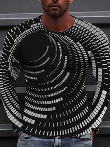 3D Graphic Printed Short Sleeve Shirts Spiral Stripe