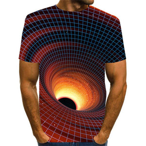 3D Graphic Printed Short Sleeve Shirts Black Hole