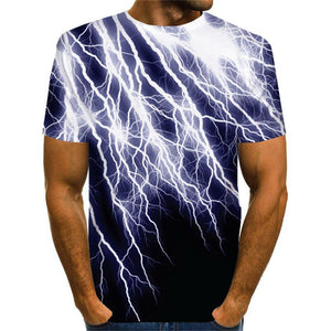 3D Graphic Printed Short Sleeve Shirts Lightning
