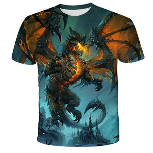 3D Graphic Printed Short Sleeve Shirts The Dragon