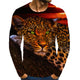 3D Graphic Printed Long Sleeve Shirts Leopard