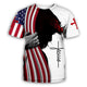 3D Graphic Printed Short Sleeve Shirts Hand American Flag Independence Day