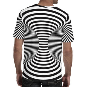 3D Graphic Printed Short Sleeve Shirts Striped Shirt