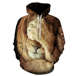 3D Graphic Printed Hoodies Funny  Lion