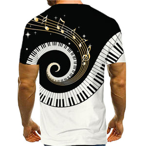 3D Graphic Printed Short Sleeve Shirts Piano