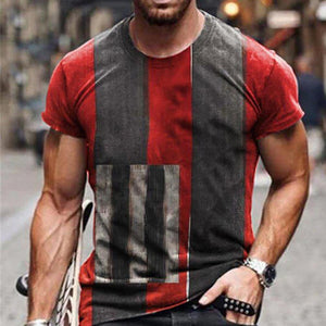 3D Graphic Printed Short Sleeve Shirts Square Design