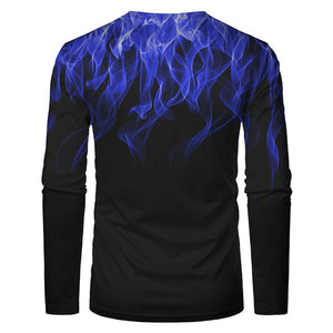 3D Graphic Printed Long Sleeve Shirts Flame