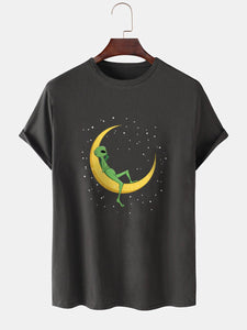 Alien Lying On The Moon Graphic Tee