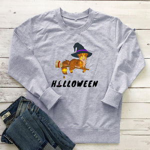 Graphic long Sleeve Shirts Cat Halloween