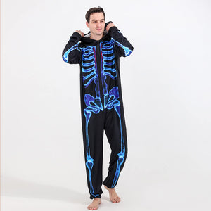 Family Halloween Pajamas Colorful Skeleton Print Jumpsuits Sets