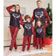 Merry Christmas Elk Antlers Plaid Print Christmas Family Pajamas