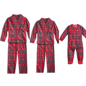 Christmas red checked printed shirt parent-child suit