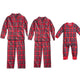 Christmas red checked printed shirt parent-child suit