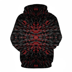 3D Graphic Printed Hoodies Black And Red