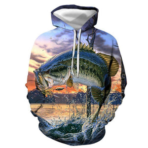 3D Graphic Printed Hoodies Fish